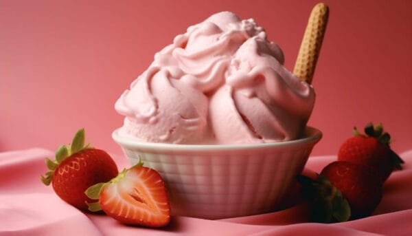 Strawberry Ice Cream Es Krim Strawberry